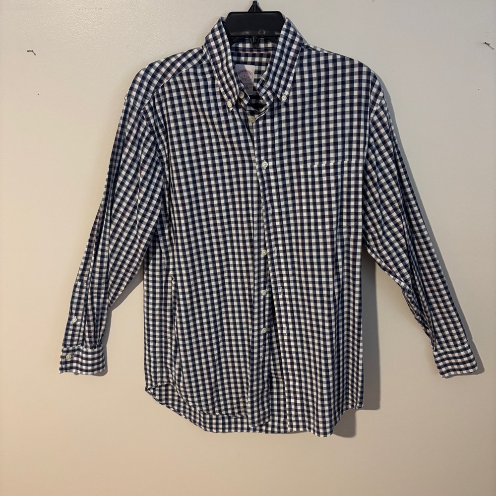 Brooks Brothers Navy and White Checkered Shirt